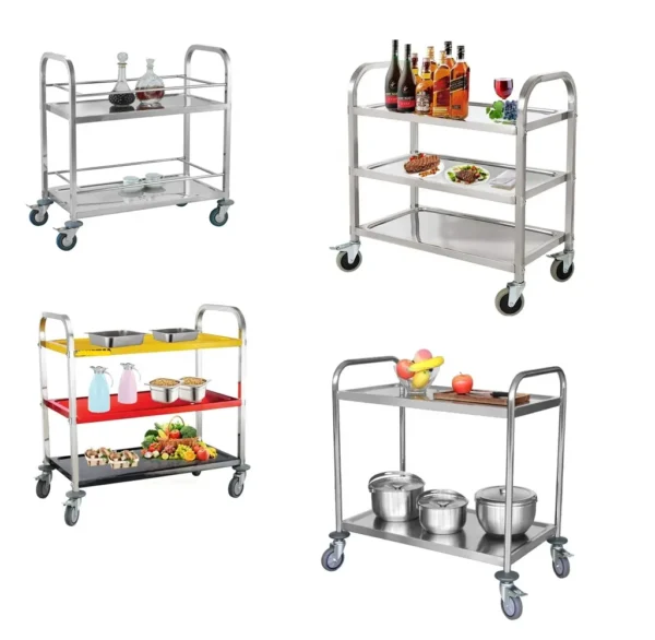Stainless Steel Serving Trolley Cart 3 Steps
