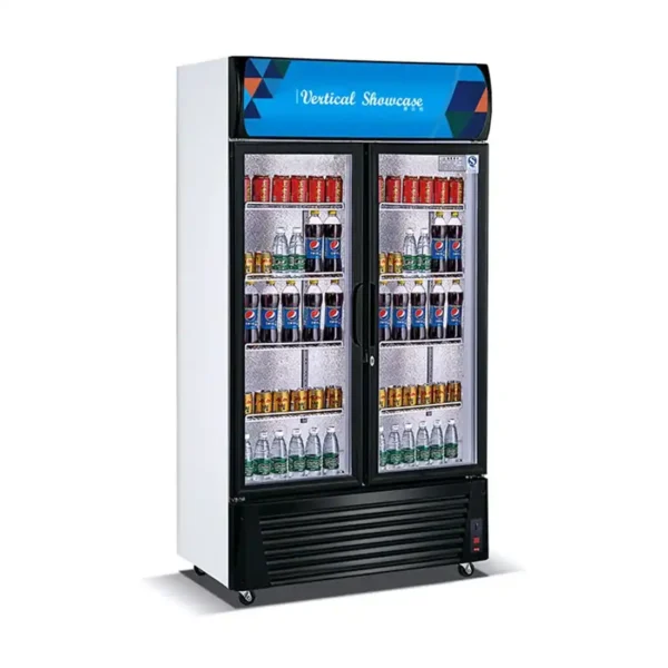 Vertical upright beverage showcase display Chiller Double Door